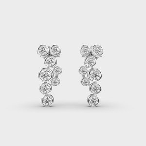 Pendientes colgantes largos de ocho piedras estilo Sud 1,50 + 1,50 CTW conjunto de bisel de corte redondo pendientes de empuje de diamantes cultivados en laboratorio - Product Image 5
