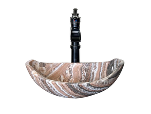 Évier en pierre de marbre naturel, lavabo de conception de marguerite de marbre d'onyx, évier fait main d'onyx - Product Image 2