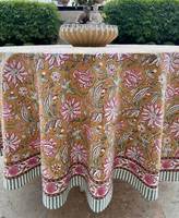 Nappe de table réutilisable en pur coton, imprimée de motifs floraux modernes, faite à la main, personnalisable, de haute qualité, pour décoration de ferme, mariage et maison