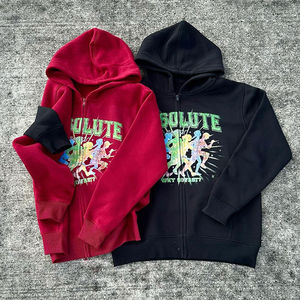 Sweats à capuche hommes été décontracté urbain Streetwear pull à capuche imprimé graphique rouge noir veste zippée sweat à la mode OEM - Product Image 2