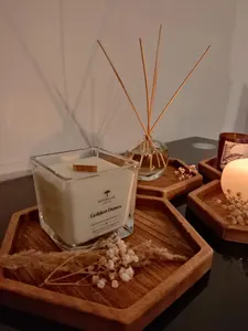 Ensemble de plateaux de service en bois hexagonal de luxe 4 pièces poignée antidérapante écologique pour thé café collations prix de gros - Product Image 4