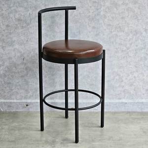 Industrial Design GCF193 High Bar <b>Stool</b> Soft PU Leather <b>Cushion</b> with Iron Frame for Farmhouse Club - Product Image 2