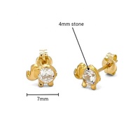 Encantadores Pendientes de Elefante con Circonita Cúbica de 4mm, Modernos, Sin Níquel, con Engaste de Bisel, Accesorios de Oro Fino de 14k para Niñas con Circonita como Piedra Principal