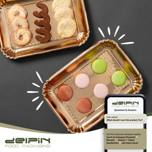 Fabriqué en Italie, écologique, recyclable, plateau rectangulaire en carton métallisé or, jetable, pour la restauration, qualité commerciale - Product Image 6