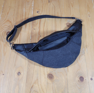 Riñonera de lona Sling Bag Cuero ecológico Vegan Vintage Cierre de cremallera Cintura de alta calidad - Product Image 4