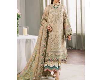 Robes de mariée traditionnelles de luxe pour femmes, designers pakistanais, shalwar kameez en mousseline brodée, costume 3 pièces - Product Image 2
