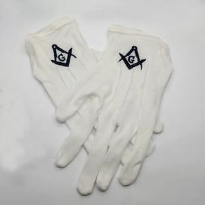 Vente en gros de tissu en pur coton Logo du client brodé à la main Gants maçonniques de maître - Product Image 2