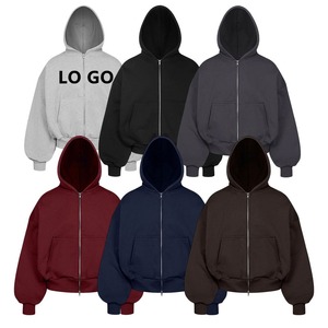Sweat à capuche à fermeture éclair en pur coton 100% pour hommes et femmes pour l'automne et l'hiver - Product Image 4