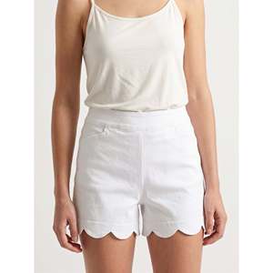 Pantaloncini da donna a vita media, con orlo smerlato, elasticizzati, casual, estivi, con tasche, in denim, bianco, blu navy, sahara, confezione da 4 - Product Image 4