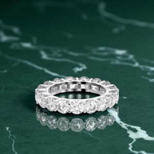 Anillo de compromiso de platino 3,50 quilates con diamante redondo cultivado en laboratorio de 950 quilates/VS para ella - Product Image 1