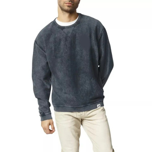 Sweat-shirt à col rond surdimensionné pour homme, couleur unie, tricot en coton, pull décontracté pour l'automne, couleur personnalisée - Product Image 4