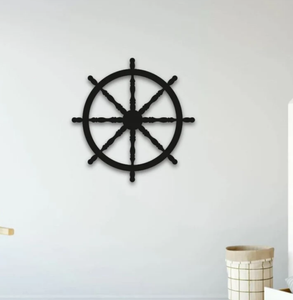Decoración de Pared de Metal de Primera Calidad, Letreros de Pared de Metal, Adornos Colgantes de Pared de Metal, Decoración Hecha a Mano con Rueda de Barco Náutica de Alta Calidad - Product Image 1