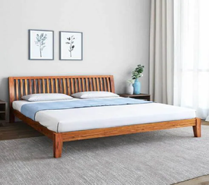 Cama de madera blanca pintada a mano con detalles elegantes de incrustaciones florales de hueso, disponible a precios de mayoreo. - Product Image 5