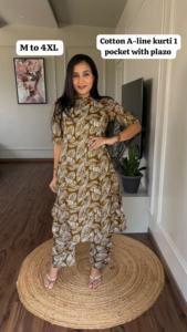 Pantalon de costume décontracté imprimé élégant pour femmes personnalisées pantalon Kurti ethnique indien pantalon coton bureau vacances porter en gros cordon ensemble - Product Image 2