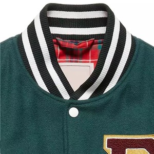 Wholesale Hot Selling Custom <b>Coats</b> Embroidery Letterman Varsity jacket green /leather sleeve Graffiti Baseball jacket for men - Product Image 5