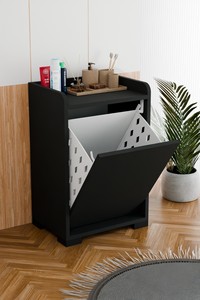 Panier à linge avec couvercle, armoire de rangement pour linge sale, armoire de rangement pour salle de bain - Product Image 3