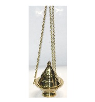 Offre Spéciale – Brûleur d'encens en laiton nickelé perforé motif Lune et Étoile avec poignée en bois – Coffret cadeau d'encens indien – Décoration intérieure et spiritualité