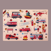 Puzzle de cheville de brigades de pompiers en MDF interactif jouet de bricolage amusant pour les enfants et les tout-petits jeu d'apprentissage éducatif