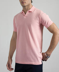 T-shirt d'été à manches courtes pour homme, col en V boutonné, couleur unie, décontracté, respirant, service OEM - Product Image 2