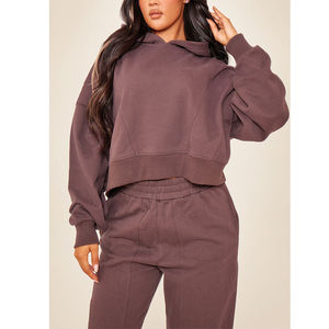 Sudadera con Capucha Corta Informal de Alta Calidad con Logotipo Personalizado para Mujer, Conjunto de Ropa Deportiva, Sudaderas Extra Grandes para Mujer - Product Image 1