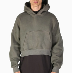 Hombres Oversize Drop Shoulder 450GSM Longitud regular 100% Algodón Sudadera con capucha Moda Streetwear Pullover Logotipo personalizado Diseño de bolsillo OEM - Product Image 1