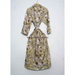 Nouvelle arrivée : Kimono en coton imprimé à la main, robe de bain imprimée du Rajasthan, robe de nuit en pur coton fait main pour femmes - Product Image 6