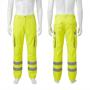 Custom Logo High Visibility Black Safety <b>Work</b> Pants Heavy Duty 240 GSM Polyester Reflective Panel CE Certified <b>Waterproof</b> Unisex - Product Image 2