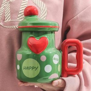 Taza de <span class=keywords><strong>café</strong></span> de cerámica con diseño de dibujos animados bonitos de gran capacidad con tapa atractiva Oficina caliente Regalo de Cumpleaños térmico para niños y niñas - Product Image 6