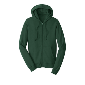 Sweat à capuche zippé Streetwear unisexe en coton biologique vert olive avec capuche pour hommes - Product Image 1