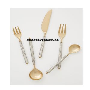 Ustensiles de cuisine Vaisselle Couverts Serveur à salade en acier inoxydable avec manche en feuille Servir les aliments Spork Salade Fourchette Cuillère Serveur Ensemble - Product Image 3