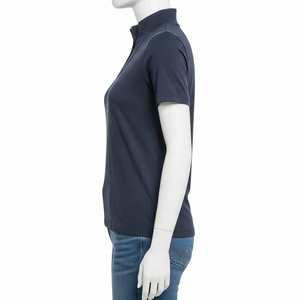 T-shirt en jersey écologique à col montant pour femmes Haut décontracté en tissu extensible en coton mélangé doux pour un usage quotidien et à la mode - Product Image 3