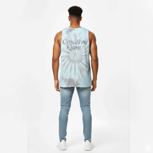 เสื้อกล้ามผู้ชายสีฟ้าอ่อน พิมพ์โลโก้ตามสั่ง ระบายอากาศ แห้งเร็ว ดีไซน์สร้างสรรค์ ลายตัวอักษรแบบไหล แนวสตรีทแวร์ลำลอง สำหรับออกกำลังกาย - Product Image 2