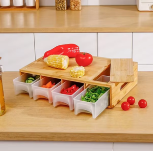 4ภาชนะที่มีเขียงไม้สับและเขียงที่มีน้ำผลไม้ร่องตกแต่งห้องครัวที่สวยงาม4ภาชนะ - Product Image 6