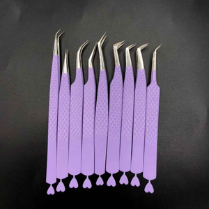 Ensemble de 9 pinces à épiler pour extensions de cils en acier inoxydable à pointe lisse, prix de gros, antistatiques, antimagnétiques, outils de précision serrés - Product Image 1