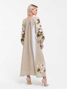 Pretty Beige & White Stars bordado Lino estilo ucraniano mujeres Boho vestido bohemio moda playa bata boda invitado traje - Product Image 2