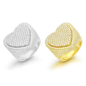 Luxury Iced Out Heart <b>Ring</b> for Women Micro Pave CZ Diamond Gold Silver <b>Statement</b> <b>Ring</b> - Product Image 1