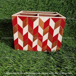 Porte-ustensiles élégant en résine et incrustation de bois nacre Organisateur fait main de qualité supérieure pour table à manger et rangement de cuisine - Product Image 4