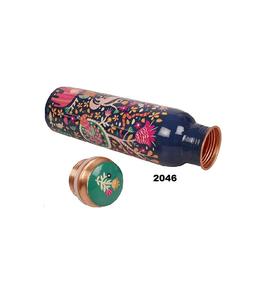 Bouteille d'eau en cuivre antique avec bouteille d'impression de fleur en relief pour la bouteille d'eau étanche de boisson plus d'avantages pour la santé - Product Image 1