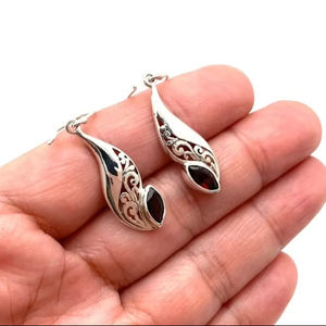 Boucles d'oreilles classiques faites à la main 925 bijoux en argent massif pour femmes 925 argent Sterling grenat pierres précieuses Style Boho boucles d'oreilles cadeau pour - Product Image 1