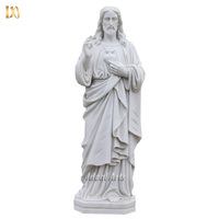 Statue religieuse en marbre blanc grandeur nature de jardin Sculpture sacrée de Jésus et de mouton pour les jardins d'église et la décoration intérieure chrétienne