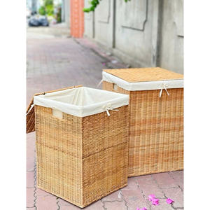 Panier de rangement multifonction en bambou et en rotin, best-seller, paniers en osier, style vintage ancien, artisanat artisanal, villages - Product Image 3