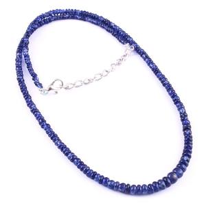 สร้อยคอไพลินสีน้ำเงินธรรมชาติ ลูกปัดทรงรอนเดลล์เรียบเนียน ไพลินแท้ 100 เปอร์เซ็นต์ ความยาว 16 นิ้ว เครื่องประดับอัญมณี - Product Image 6