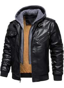 Chaqueta de Cuero Premium para Hombre con Capucha, Diseño Personalizado, Elegante, Cómoda, Duradera, Cálida, Moda Casual, Ropa de Calle, Venta al por Mayor - Product Image 4