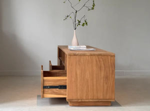 ตู้วางทีวีไม้สักแบบร่วมสมัยสำหรับห้องนั่งเล่นช่องเก็บของที่เรียบง่ายกว้างขวางสำหรับอุปกรณ์อิเล็กทรอนิกส์สำหรับบ้านวิลล่ารีสอร์ท - Product Image 6