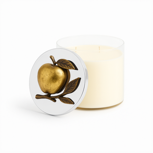 Clear Glass Candle Jar with Golden Pear <b>Lid</b> Silver Top Elegant Scented Wax Fruit Theme Jar Luxury <b>Decorative</b> Candle for Gifting - Product Image 2