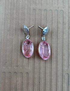 Pendiente hecho a mano de morganita de Plata de Ley 925, hermoso pendiente de mujer. - Product Image 4