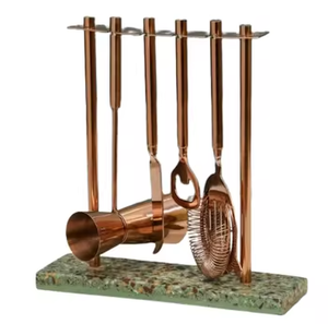 Juego de herramientas de barra artística Mangos de madera Cabezas de plata para uso profesional y de barman doméstico Venta al por mayor de La India - Product Image 3