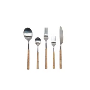 Cubiertos de lujo seguros para alimentos, mango de ratán de acero inoxidable, 2 tenedores, 2 cuchillos y 1 cuchara, juego de cubiertos - Product Image 6