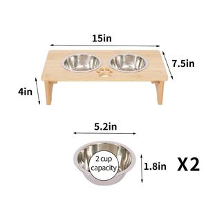 Bol à nourriture surélevé en bois de bambou en gros pour animaux de compagnie, nouveau design élégant, haute qualité, quantité en vrac, fabriqué en Inde 2023 - Product Image 4