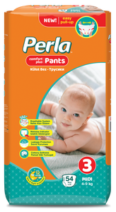 Couches-culottes jetables PERLA pour bébés, avec protection anti-fuites en pulpe de cellulose et SAP japonais, modèle imprimé n°1, taille 3 à 7, fabriquées en Turquie - Product Image 3